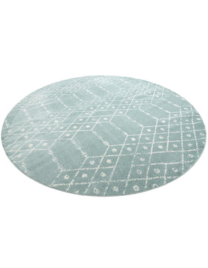 Aqua 10' x 10' Paxon Trellis Round Area Rug Geometric Durable Stain Resistant Easy Clean Carpet for Modern Interior Home Decor for Sale at Rug Engine