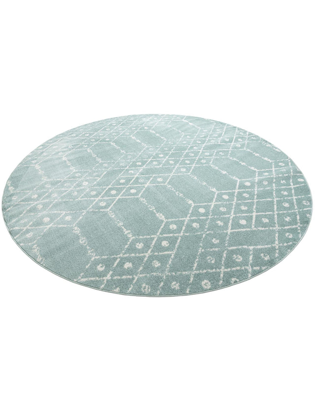 Aqua 10' x 10' Paxon Trellis Round Area Rug Geometric Durable Stain Resistant Easy Clean Carpet for Modern Interior Home Decor for Sale at Rug Engine