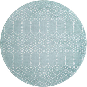 Aqua 10' x 10' Paxon Trellis Round Area Rug Geometric Durable Stain Resistant Easy Clean Carpet for Modern Interior Home Decor for Sale at Rug Engine