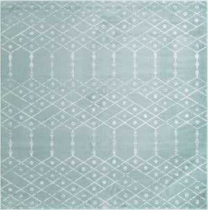 Aqua 10' x 10' Paxon Trellis Square Area Rug Geometric Durable Stain Resistant Easy Clean Carpet for Modern Interior Home Decor for Sale at Rug Engine