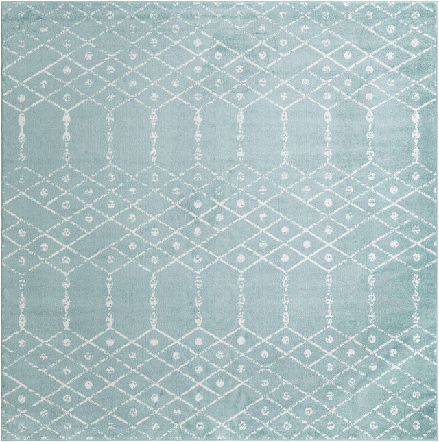 Aqua 10' x 10' Paxon Trellis Square Area Rug Geometric Durable Stain Resistant Easy Clean Carpet for Modern Interior Home Decor for Sale at Rug Engine