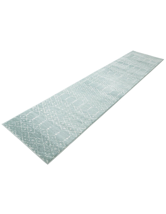Aqua 2' 7 x 12' Paxon Trellis Runner Area Rug Geometric Durable Stain Resistant Easy Clean Carpet for Modern Interior Home Decor for Sale at Rug Engine