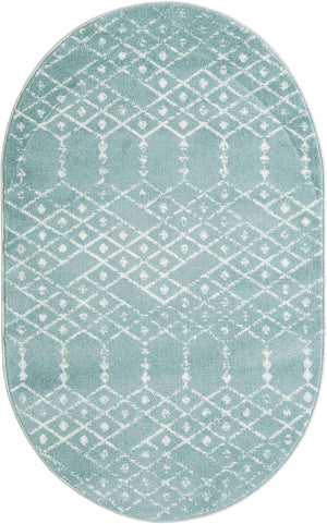 Aqua 3' 3 x 5' 3 Paxon Trellis Oval Area Rug Geometric Durable Stain Resistant Easy Clean Carpet for Modern Interior Home Decor for Sale at Rug Engine