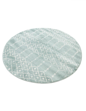 Aqua 4' 1 x 4' 1 Paxon Trellis Round Area Rug Geometric Durable Stain Resistant Easy Clean Carpet for Modern Interior Home Decor for Sale at Rug Engine
