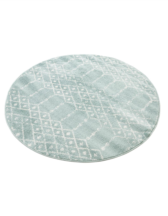 Aqua 4' 1 x 4' 1 Paxon Trellis Round Area Rug Geometric Durable Stain Resistant Easy Clean Carpet for Modern Interior Home Decor for Sale at Rug Engine