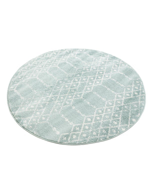 Aqua 4' 1 x 4' 1 Paxon Trellis Round Area Rug Geometric Durable Stain Resistant Easy Clean Carpet for Modern Interior Home Decor for Sale at Rug Engine