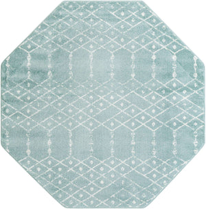 Aqua 6' 1 x 6' 1 Paxon Trellis Octagon Area Rug Geometric Durable Stain Resistant Easy Clean Carpet for Modern Interior Home Decor for Sale at Rug Engine