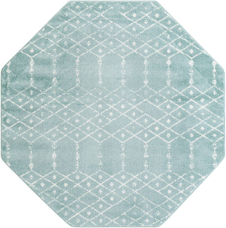 Aqua 6' 1 x 6' 1 Paxon Trellis Octagon Area Rug Geometric Durable Stain Resistant Easy Clean Carpet for Modern Interior Home Decor for Sale at Rug Engine