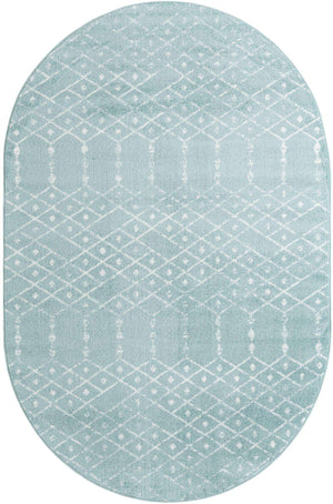 Aqua 6' 1 x 9' Paxon Trellis Oval Area Rug Geometric Durable Stain Resistant Easy Clean Carpet for Modern Interior Home Decor for Sale at Rug Engine