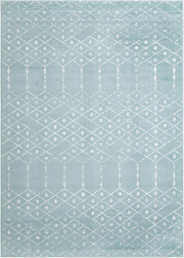 Aqua 7' 10 x 11' Paxon Trellis Rectangle Area Rug Geometric Durable Stain Resistant Easy Clean Carpet for Modern Interior Home Decor for Sale at Rug Engine