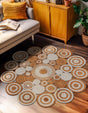 Natural and White 8' x 8' Braided Jute Round Rug