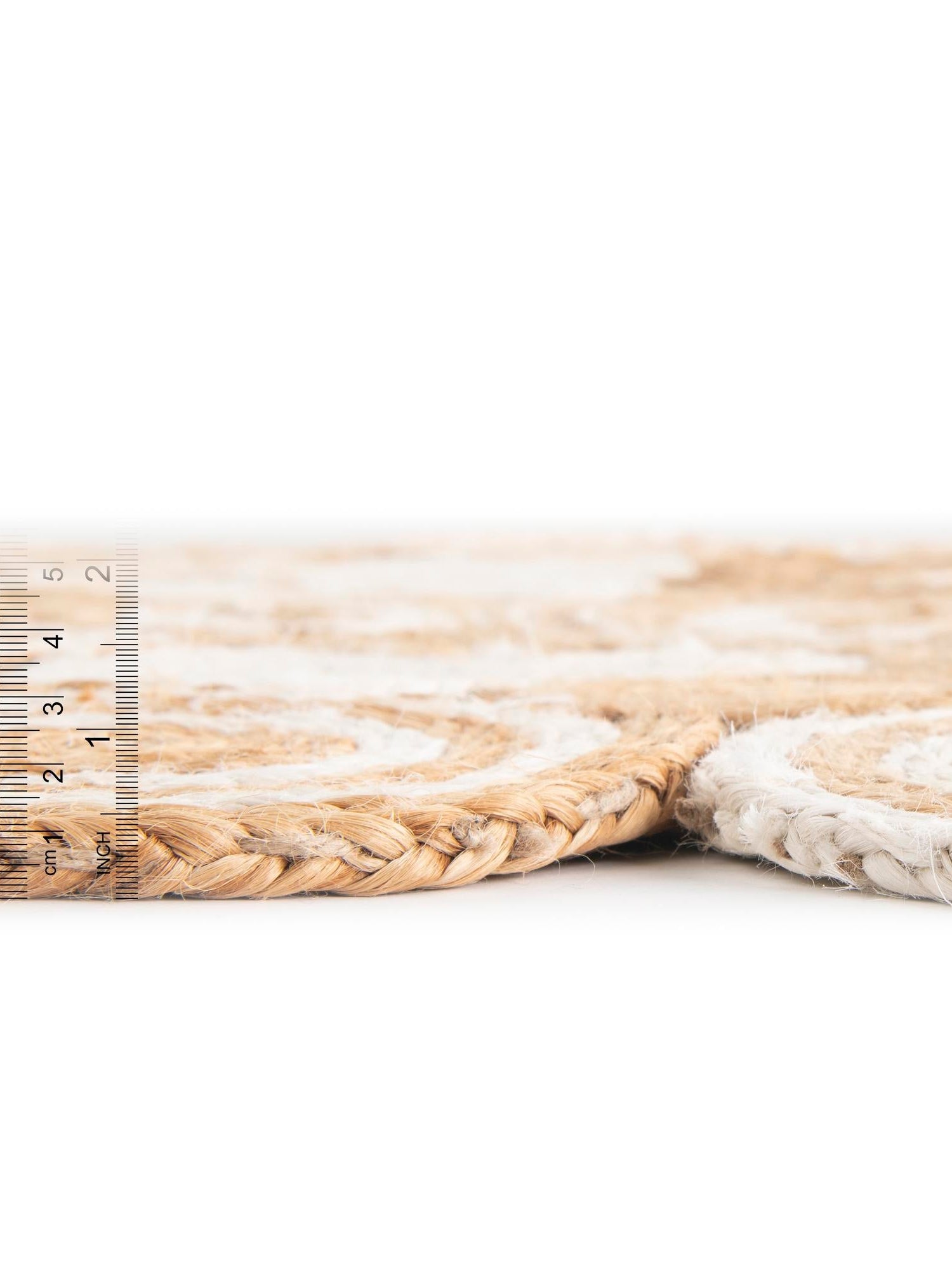 Natural and White 2' x 2' Braided Jute Round Area Rug 100% Jute Hand Braided Natural Eco-Friendly Boho Style Carpet for Living Rooms Dining Office Space Dorms for Sale at Rug Engine