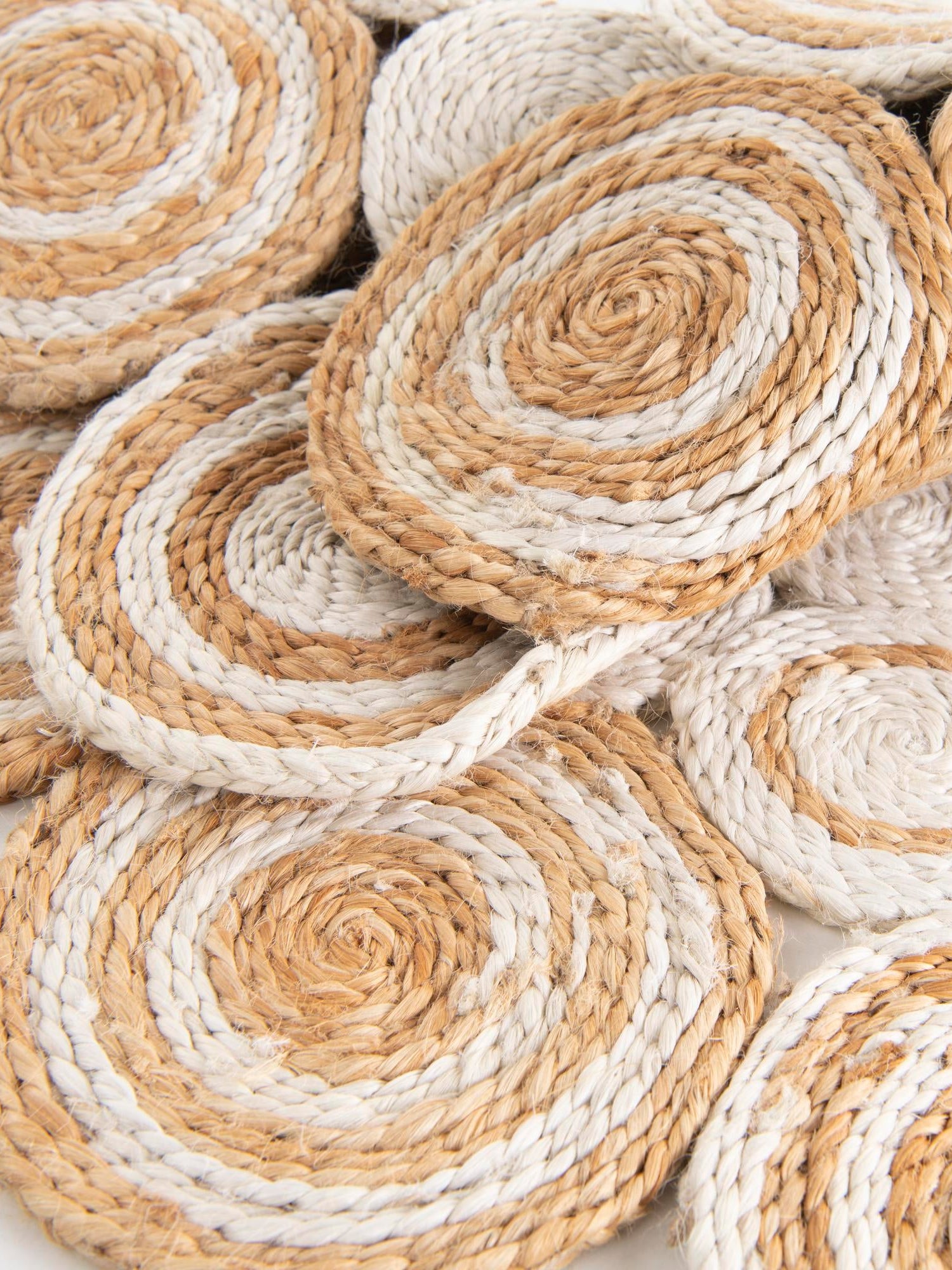 Natural and White 2' x 2' Braided Jute Round Area Rug 100% Jute Hand Braided Natural Eco-Friendly Boho Style Carpet for Living Rooms Dining Office Space Dorms for Sale at Rug Engine