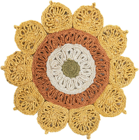 Sunflower Yellow 2' x 2' Braided Jute Round Rug