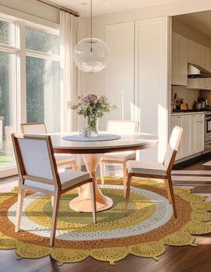 Sunflower Yellow 4' 1 x 4' 1 Braided Jute Round Rug