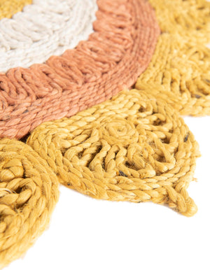 Sunflower Yellow 5' 3 x 5' 3 Braided Jute Round Rug