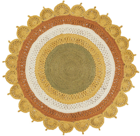 Sunflower Yellow 5' 3 x 5' 3 Braided Jute Round Rug