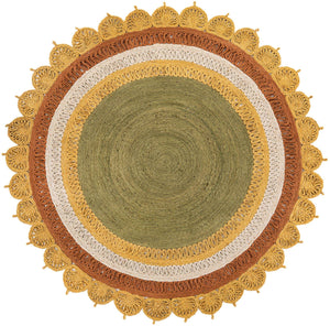 Sunflower Yellow 8' x 8' Braided Jute Round Rug