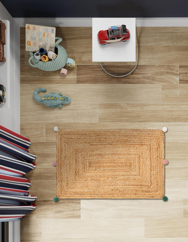 Multicolor 2' x 3' 1 Kids Braided Jute Rectangle Rug