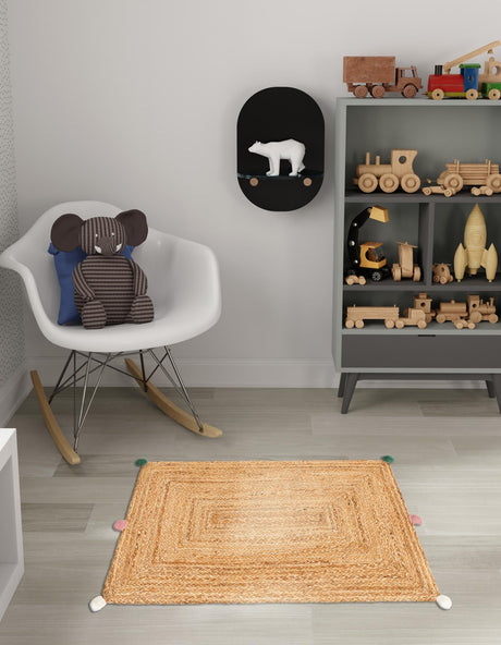 Multicolor 2' x 3' 1 Kids Braided Jute Rectangle Area Rug for Baby Nursery, Toddler Playroom,  Bedrooms All Natural Eco-Friendly Sustainable Carpet for Sale at Rug Engine