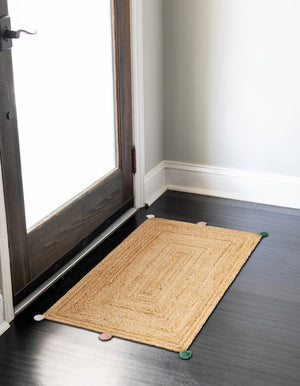 Multicolor 2' x 3' 1 Kids Braided Jute Rectangle Rug