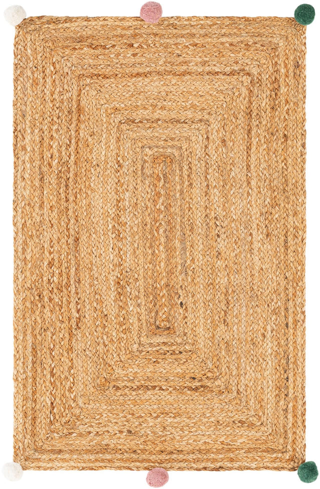 Multicolor 2' x 3' 1 Kids Braided Jute Rectangle Rug