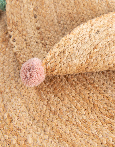 Multicolor 5' 3 x 5' 3 Kids Braided Jute Round Area Rug for Baby Nursery, Toddler Playroom,  Bedrooms All Natural Eco-Friendly Sustainable Carpet for Sale at Rug Engine