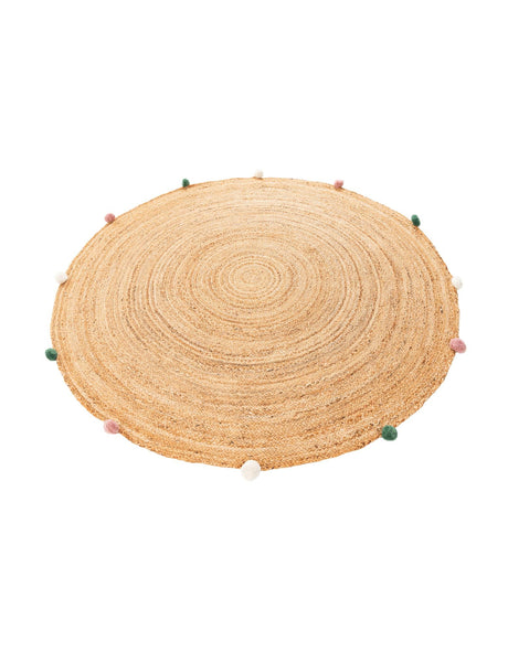 Multicolor 5' 3 x 5' 3 Kids Braided Jute Round Area Rug for Baby Nursery, Toddler Playroom,  Bedrooms All Natural Eco-Friendly Sustainable Carpet for Sale at Rug Engine