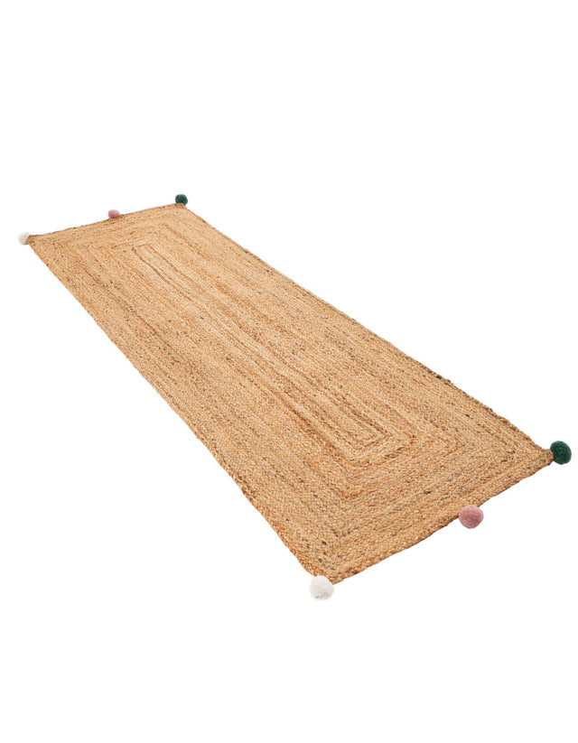 Multicolor 2' x 6' 1 Kids Braided Jute Runner Rug
