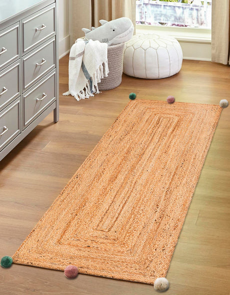 Multicolor 2' x 6' 1 Kids Braided Jute Runner Rug