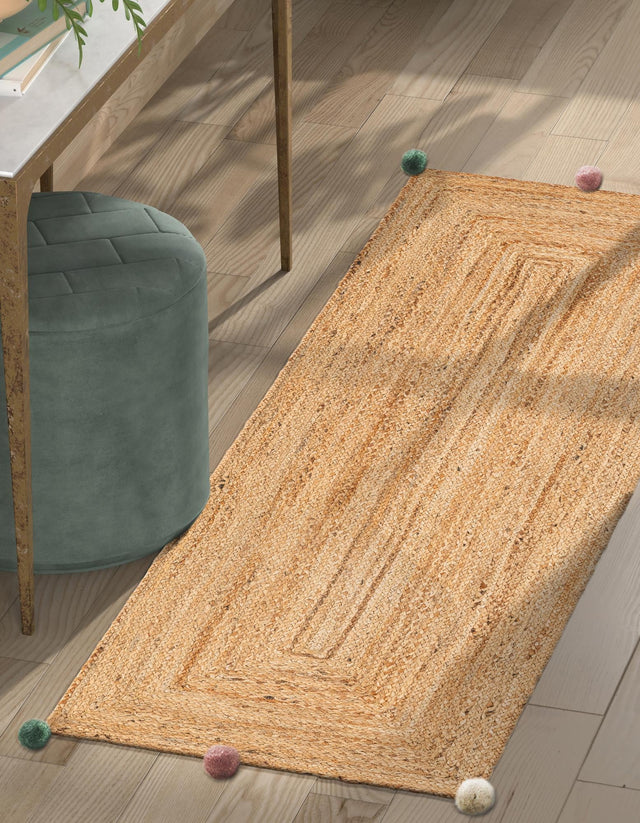 Multicolor 2' x 6' 1 Kids Braided Jute Runner Rug