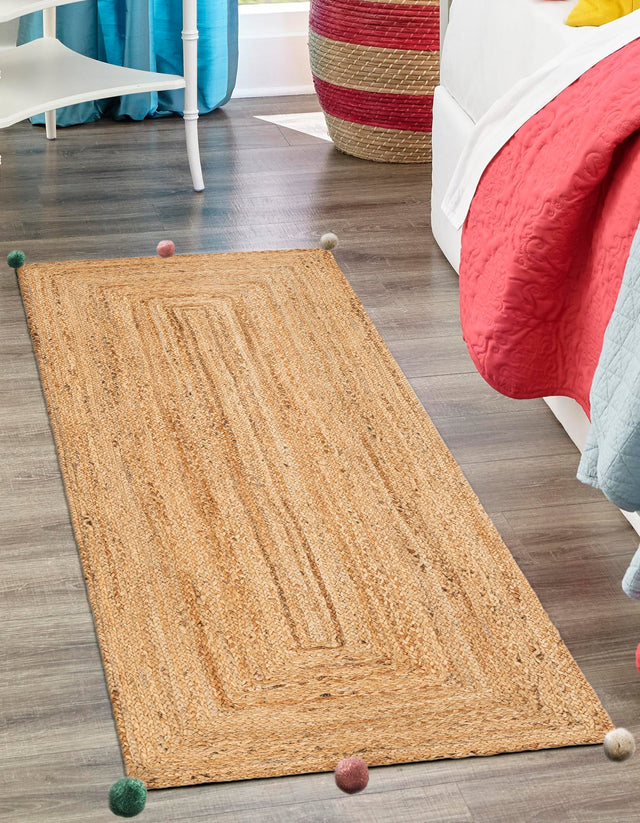 Multicolor 2' x 6' 1 Kids Braided Jute Runner Rug