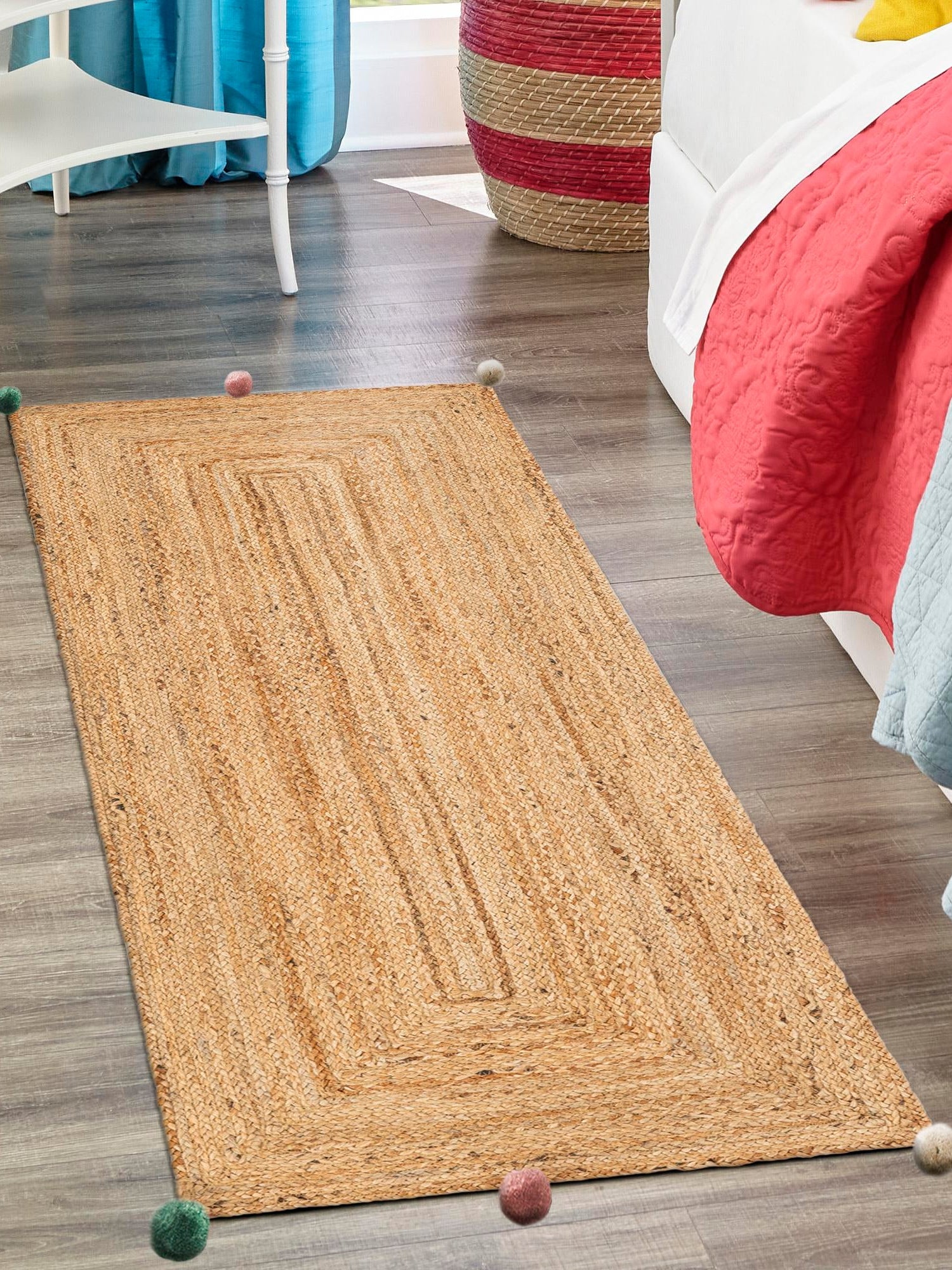 Multicolor 2' x 4' 1 Kids Braided Jute Runner Area Rug for Baby Nursery, Toddler Playroom,  Bedrooms All Natural Eco-Friendly Sustainable Carpet for Sale at Rug Engine