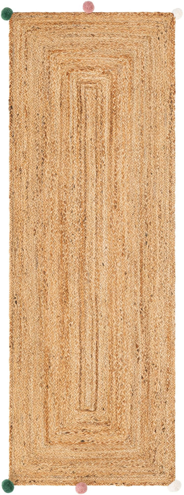 Multicolor 2' x 6' 1 Kids Braided Jute Runner Rug