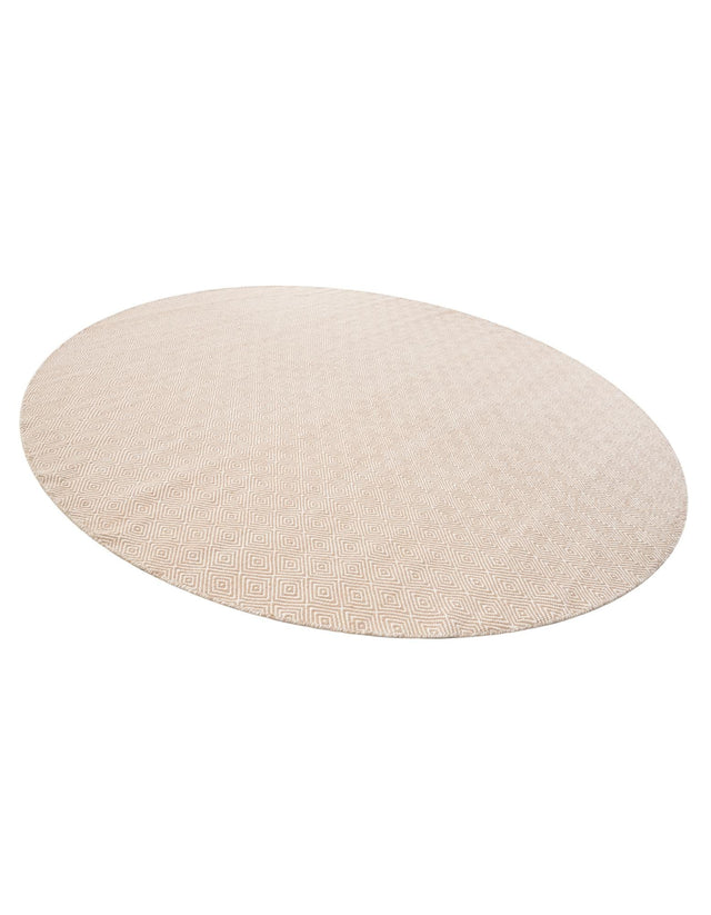 Beige 10' x 10' Geo Trellis Flatweave Round Area Rug 80% Wool & 20% Cotton Natural Geometric Carpet for Living, Office, Dining, Dorms for Sale at Rug Engine