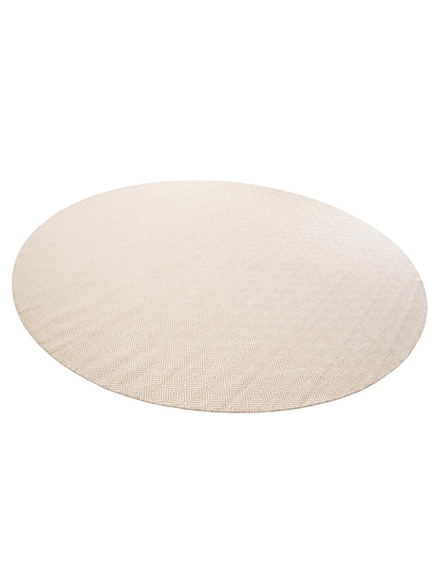 Beige 12' x 12' Geo Trellis Flatweave Round Area Rug 80% Wool & 20% Cotton Natural Geometric Carpet for Living, Office, Dining, Dorms for Sale at Rug Engine