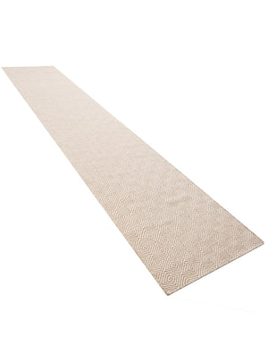 Beige 2' 7 x 14' 1 Geo Trellis Flatweave Runner Area Rug 80% Wool & 20% Cotton Natural Geometric Carpet for Living, Office, Dining, Dorms for Sale at Rug Engine