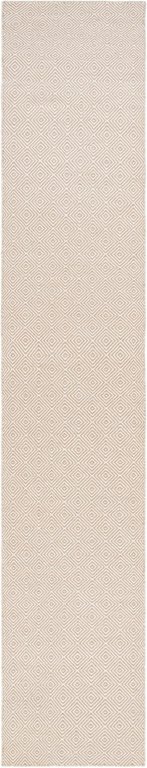 Beige 2' 7 x 14' 1 Geo Trellis Flatweave Runner Area Rug 80% Wool & 20% Cotton Natural Geometric Carpet for Living, Office, Dining, Dorms for Sale at Rug Engine