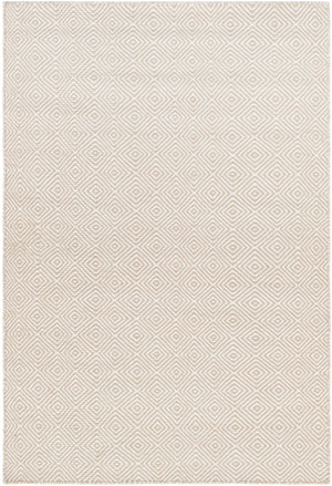 Beige 4' 1 x 6' 1 Geo Trellis Flatweave Rectangle Area Rug 80% Wool & 20% Cotton Natural Geometric Carpet for Living, Office, Dining, Dorms for Sale at Rug Engine