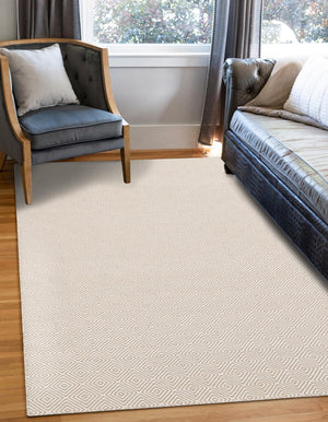 Beige 5' 1 x 8' Geo Trellis Flatweave Rectangle Area Rug 80% Wool & 20% Cotton Natural Geometric Carpet for Living, Office, Dining, Dorms for Sale at Rug Engine
