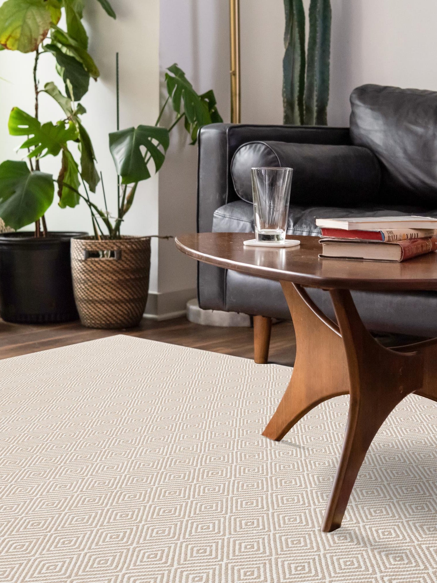 Beige 10' x 14' 1 Geo Trellis Flatweave Rectangle Area Rug 80% Wool & 20% Cotton Natural Geometric Carpet for Living, Office, Dining, Dorms for Sale at Rug Engine