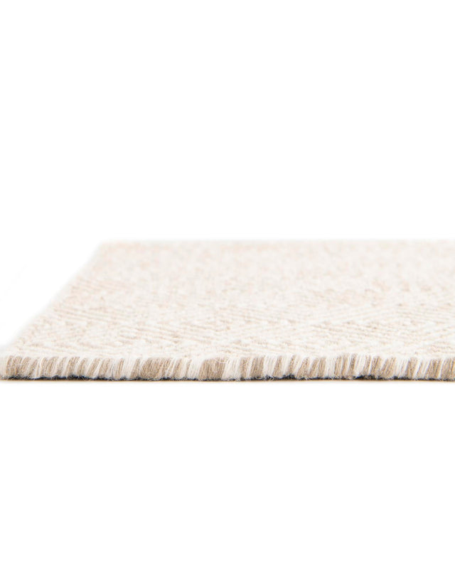 Beige 6' 1 x 9' Geo Trellis Flatweave Rectangle Area Rug 80% Wool & 20% Cotton Natural Geometric Carpet for Living, Office, Dining, Dorms for Sale at Rug Engine