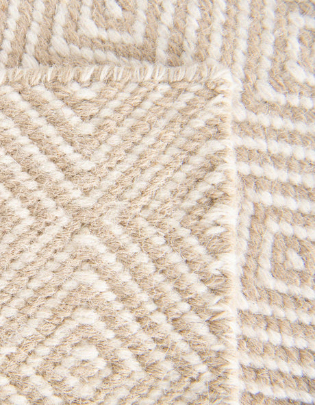 Beige 6' 1 x 9' Geo Trellis Flatweave Rectangle Area Rug 80% Wool & 20% Cotton Natural Geometric Carpet for Living, Office, Dining, Dorms for Sale at Rug Engine