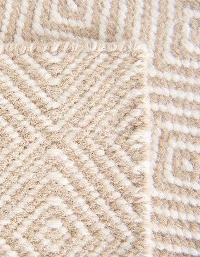 Beige 6' 1 x 9' Geo Trellis Flatweave Rectangle Area Rug 80% Wool & 20% Cotton Natural Geometric Carpet for Living, Office, Dining, Dorms for Sale at Rug Engine
