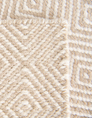 Beige 5' 1 x 8' Geo Trellis Flatweave Rectangle Area Rug 80% Wool & 20% Cotton Natural Geometric Carpet for Living, Office, Dining, Dorms for Sale at Rug Engine