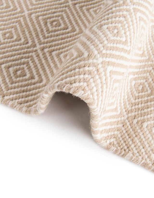 Beige 6' 1 x 9' Geo Trellis Flatweave Rectangle Area Rug 80% Wool & 20% Cotton Natural Geometric Carpet for Living, Office, Dining, Dorms for Sale at Rug Engine