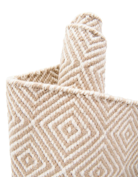 Beige 6' 1 x 9' Geo Trellis Flatweave Rectangle Area Rug 80% Wool & 20% Cotton Natural Geometric Carpet for Living, Office, Dining, Dorms for Sale at Rug Engine