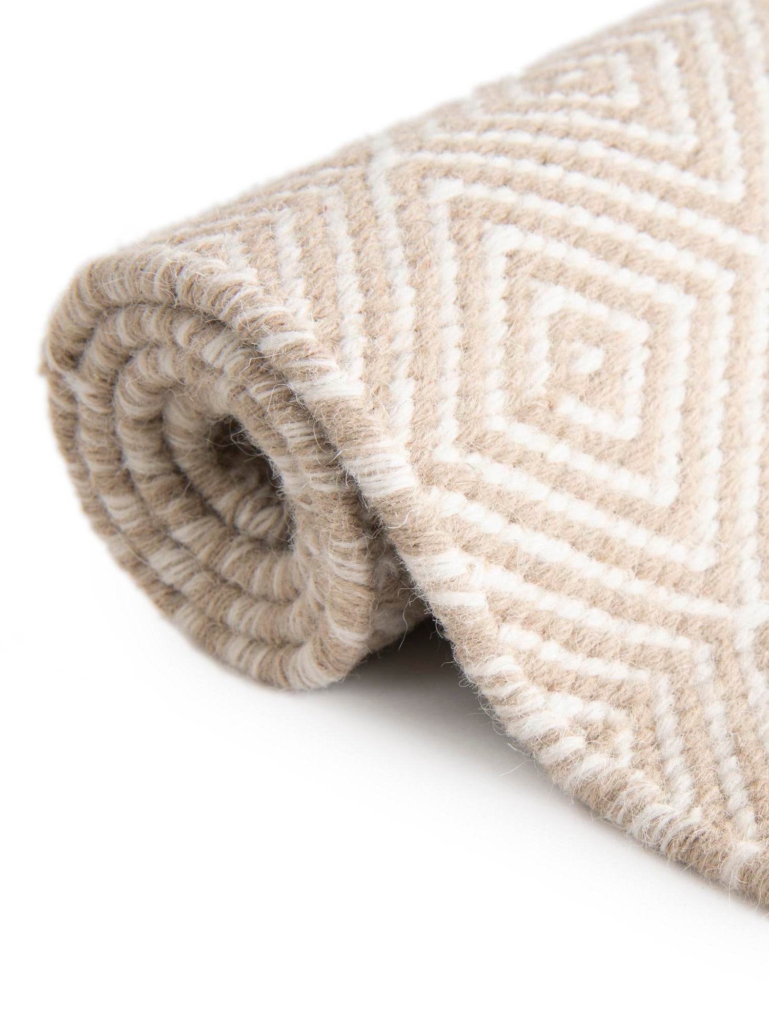 Beige 6' 1 x 9' Geo Trellis Flatweave Rectangle Area Rug 80% Wool & 20% Cotton Natural Geometric Carpet for Living, Office, Dining, Dorms for Sale at Rug Engine