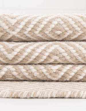 Beige 6' 1 x 9' Geo Trellis Flatweave Rectangle Area Rug 80% Wool & 20% Cotton Natural Geometric Carpet for Living, Office, Dining, Dorms for Sale at Rug Engine