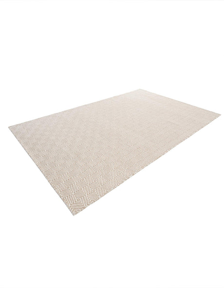 Beige 5' 1 x 8' Geo Trellis Flatweave Rectangle Area Rug 80% Wool & 20% Cotton Natural Geometric Carpet for Living, Office, Dining, Dorms for Sale at Rug Engine